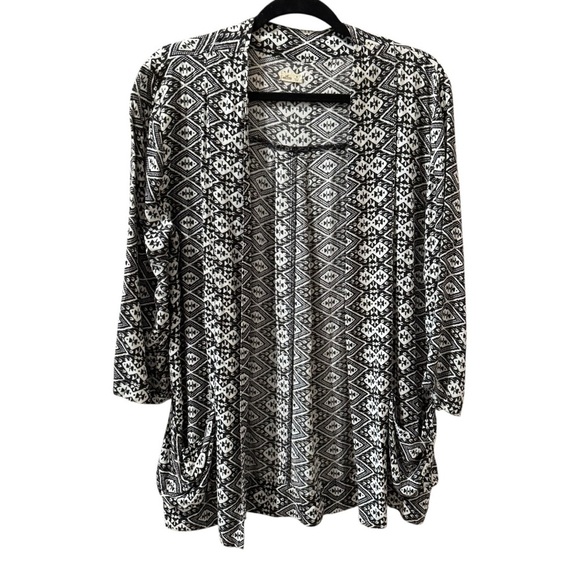 Hollister Redondo Black White Aztec Geometric Print Open Front Blazer Size M - Picture 1 of 9